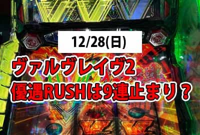 25/12/28(日) 2025年最終稼働！ヴァルヴレイヴ2の優遇狙いでヤメ時を見失う